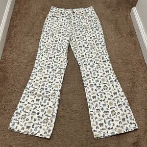 Wrangler Wrock 672 High Rise Kick Flare Jeans Sz 25 Lemon Rainbow Cactus Sun